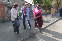 Экологический субботник в Дорожной клинической больнице на станции Красноярск 